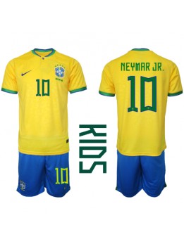 Billige Brasil Neymar Jr #10 Hjemmedraktsett Barn VM 2022 Kortermet (+ Korte bukser)
